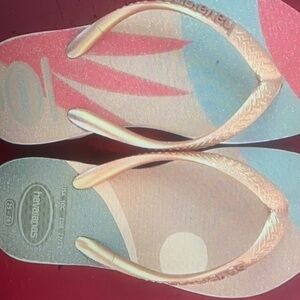 Kids flip flops gold glitter